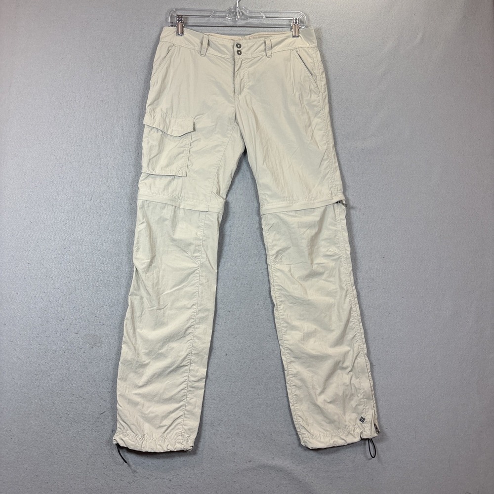 Columbia Pants Womens 6 Beige Convertible Adjustable Waist Hiking Cargo Outdoor